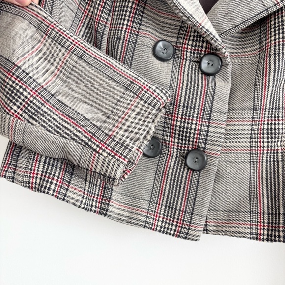 Vintage Plaid Double-Breasted Cropped Blazer - Picture 5 of 13